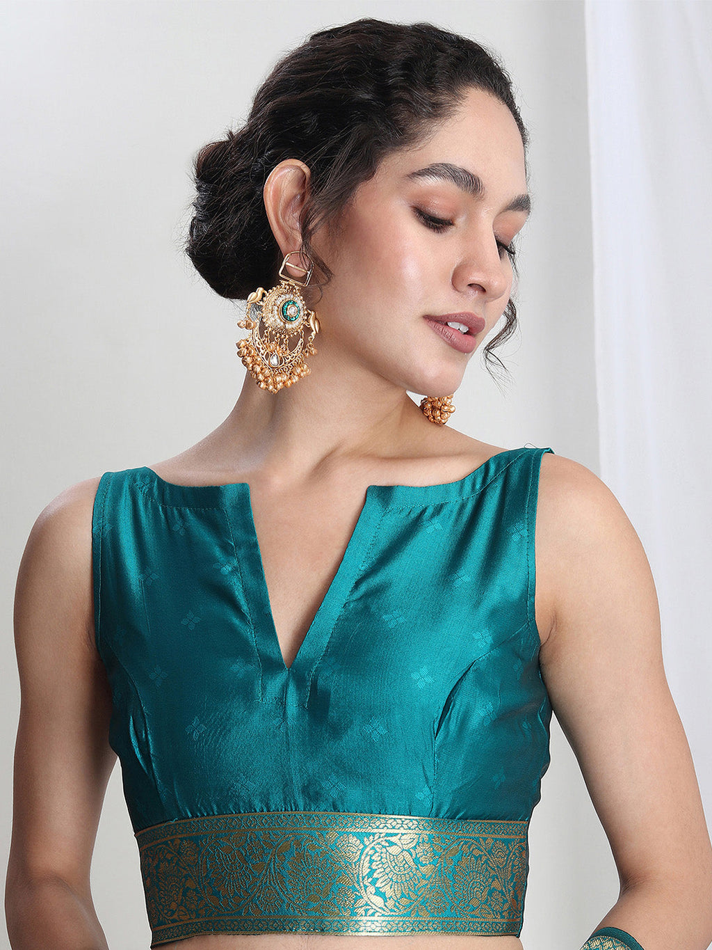 Janasya Purple Silk Blend Ethnic Motifs Jacquard Saree | Grocsy