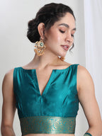 Janasya Purple Silk Blend Ethnic Motifs Jacquard Saree | Grocsy