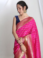 Janasya Pink Silk Blend Ethnic Motifs Jacquard Saree | Grocsy