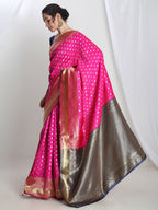 Janasya Pink Silk Blend Ethnic Motifs Jacquard Saree | Grocsy