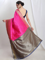 Janasya Pink Silk Blend Ethnic Motifs Jacquard Saree | Grocsy