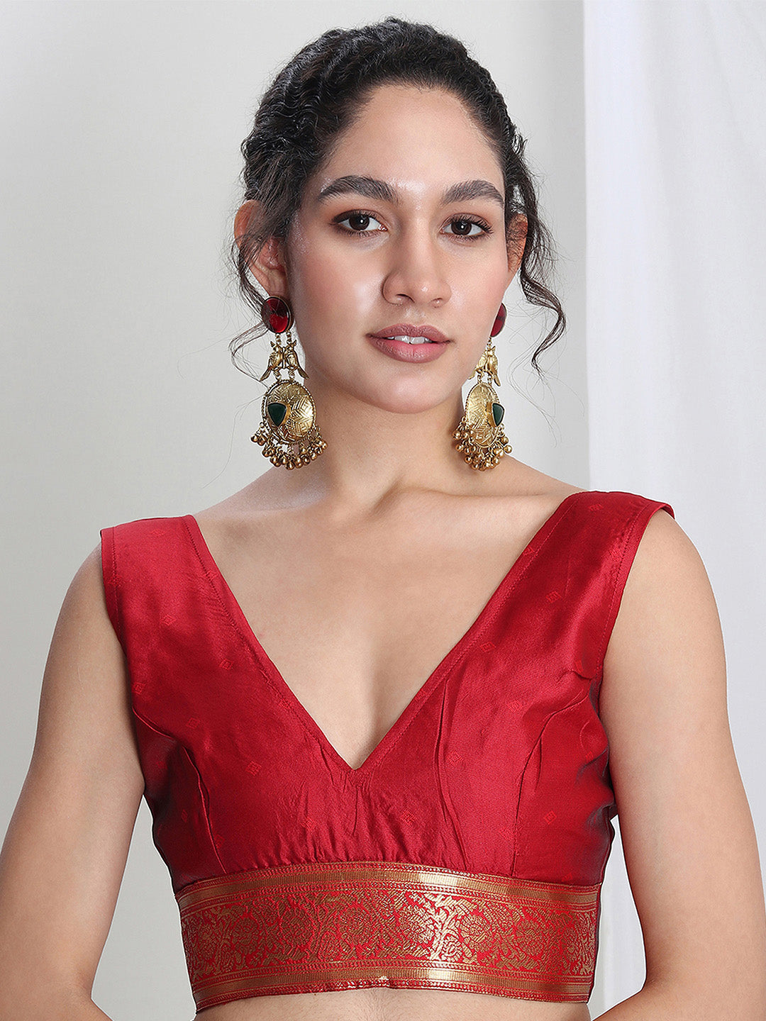 Janasya Green Silk Blend Ethnic Motifs Jacquard Saree | Grocsy