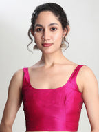Janasya Pink Silk Blend Paisley Jacquard Saree | Grocsy