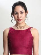 Janasya Magenta Silk Blend Floral Jacquard Saree | Grocsy
