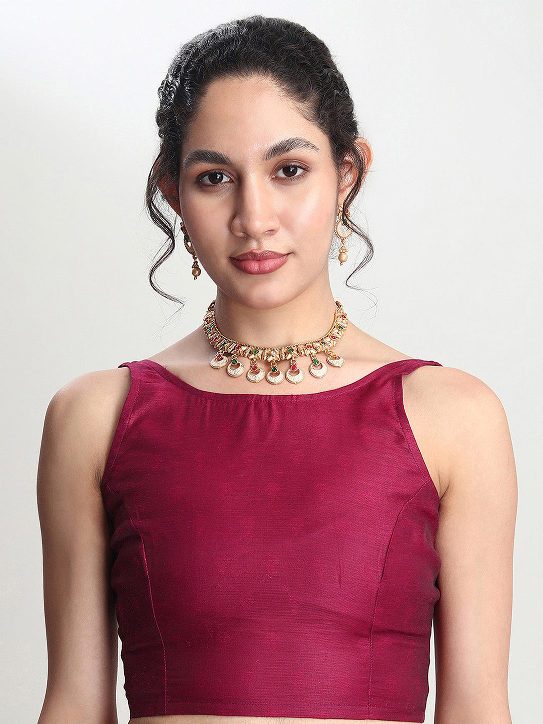Janasya Magenta Silk Blend Floral Jacquard Saree | Grocsy