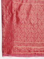 Janasya Fuchsia Silk Blend Floral Jacquard Saree | Grocsy