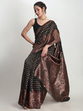 Janasya Dark Green Silk Blend Floral Jacquard Saree | Grocsy