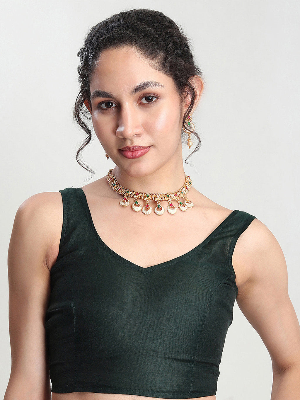 Janasya Dark Green Silk Blend Floral Jacquard Saree | Grocsy