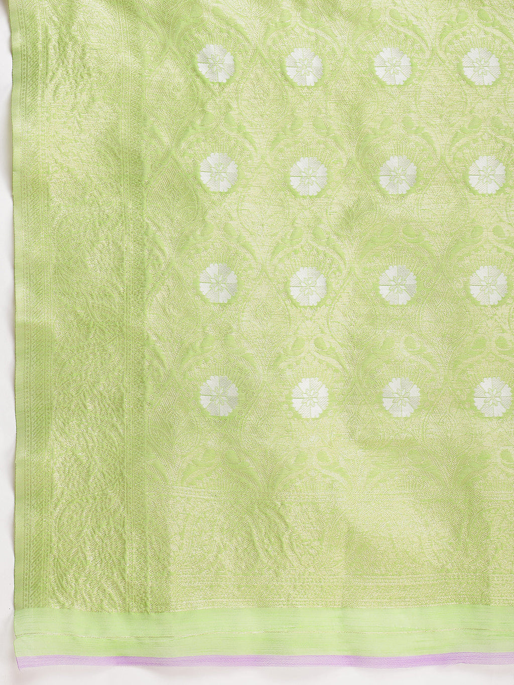 Janasya Green Silk Blend Geometric Jacquard Saree | Grocsy