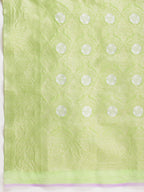 Janasya Green Silk Blend Geometric Jacquard Saree | Grocsy