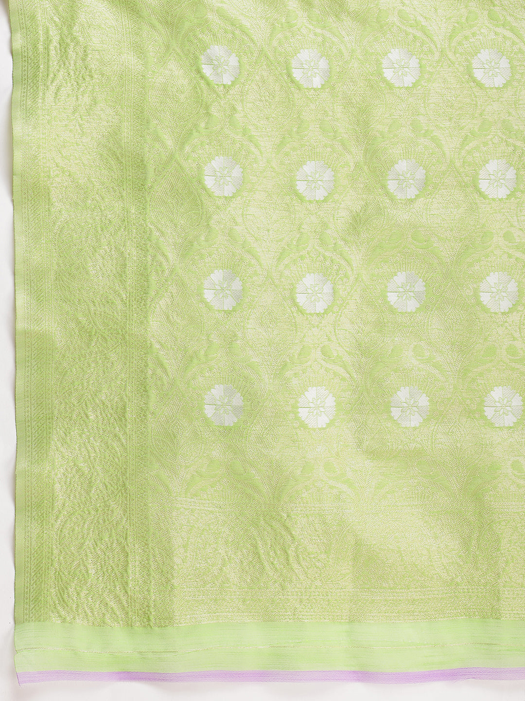 Janasya Green Silk Blend Geometric Jacquard Saree | Grocsy