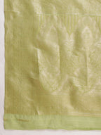 Janasya Green Silk Blend Geometric Jacquard Saree | Grocsy