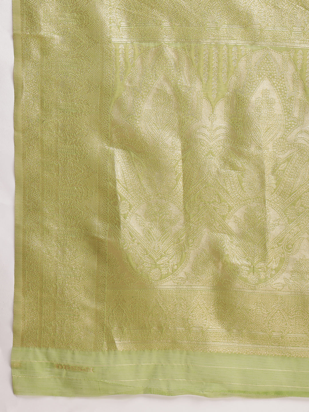 Janasya Green Silk Blend Geometric Jacquard Saree | Grocsy