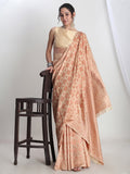 Janasya Beige Silk Blend Geometric Jacquard Saree | Grocsy