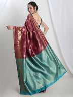 Janasya Purple Silk Blend Ethnic Motifs Jacquard Saree | Grocsy