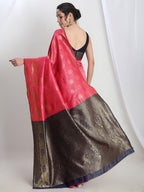 Janasya Pink Silk Blend Ethnic Motifs Jacquard Saree | Grocsy