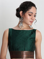 Janasya Light Green Silk Blend Ethnic Motifs Jacquard Saree | Grocsy