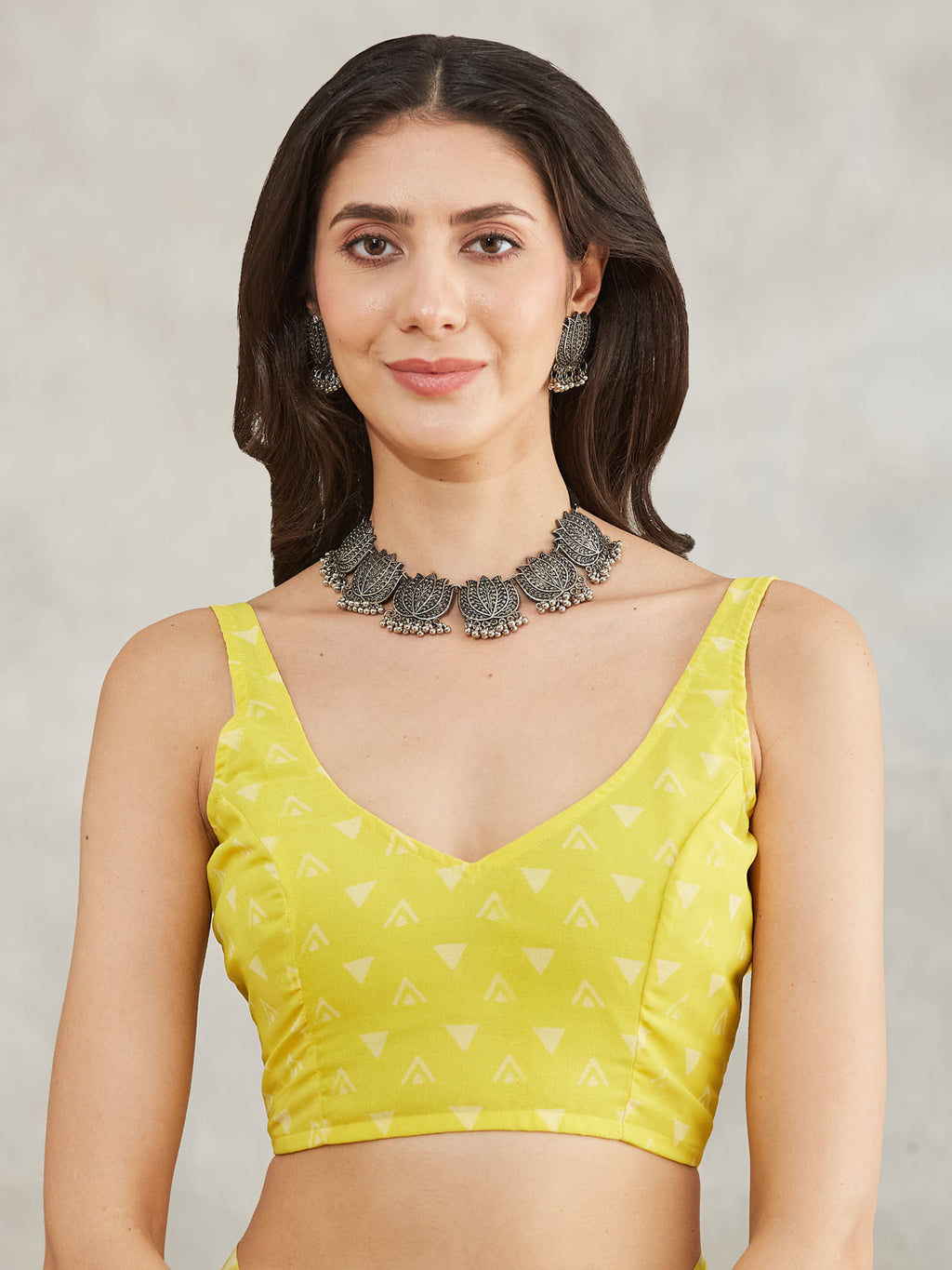 Janasya Lime Yellow Georgette Floral Printed Saree | Grocsy