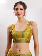 Janasya Green Silk Blend Ethnic Motifs Printed Saree | Grocsy
