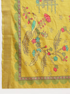 Janasya Green Silk Blend Ethnic Motifs Printed Saree | Grocsy