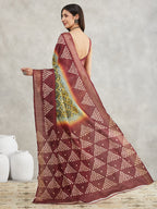 Janasya Yellow Silk Blend Ethnic Motifs Printed Saree | Grocsy