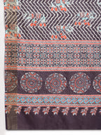 Janasya Multicolor Silk Blend Chevron Printed Saree | Grocsy