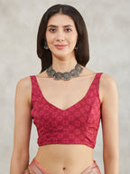 Janasya Rust Linen Blend Batik Printed Saree | Grocsy