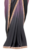 Vamika Purple Designer Saree With Double Blouse 1. Plain Silk Blouse 2. Poncho Blouse (With Embroidery And Stone Work) | Grocsy