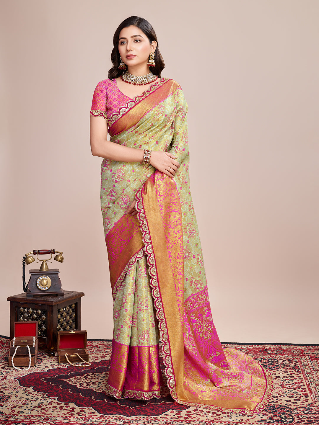 Dwija Fashion Yellow Wedding Wear Jari Weaving Kanjivaram Silk Saree With Unstitched Blouse | Grocsy