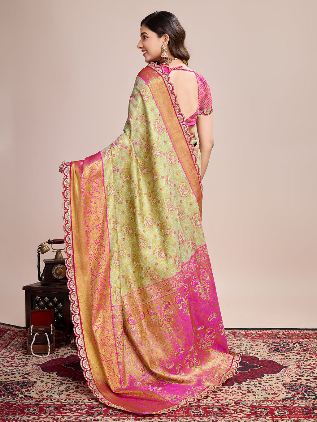 Dwija Fashion Yellow Wedding Wear Jari Weaving Kanjivaram Silk Saree With Unstitched Blouse | Grocsy
