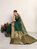 Dwija Fashion Women'S Party Wear Zari Weaving Silk Designer Saree With The Unstitched Blouse-Green | Grocsy