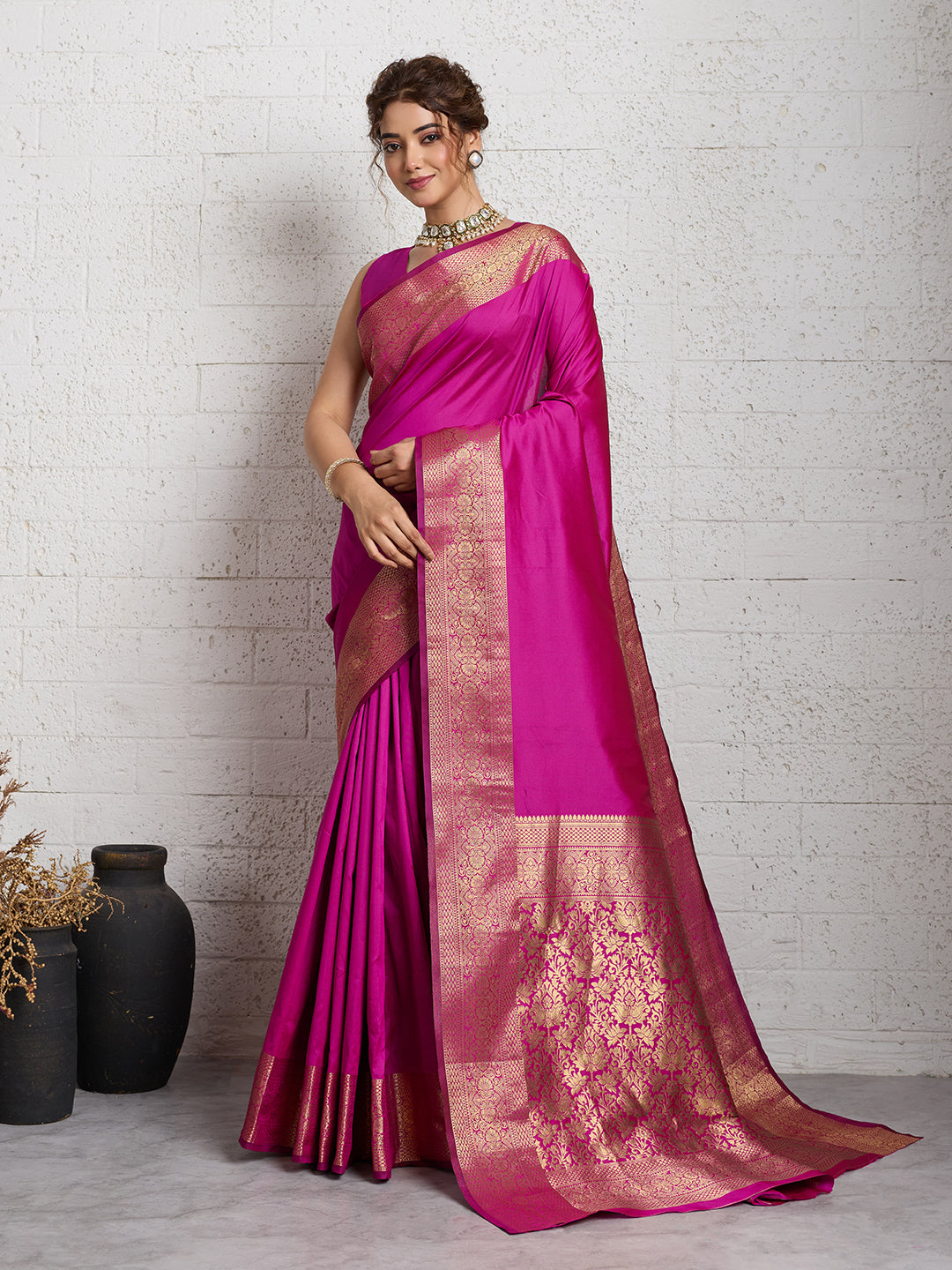 Dwija Fashion Women'S Party Wear Zari Weaving Silk Designer Saree With The Unstitched Blouse-Pink | Grocsy
