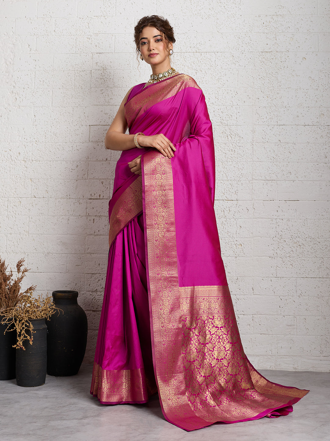 Dwija Fashion Women'S Party Wear Zari Weaving Silk Designer Saree With The Unstitched Blouse-Pink | Grocsy