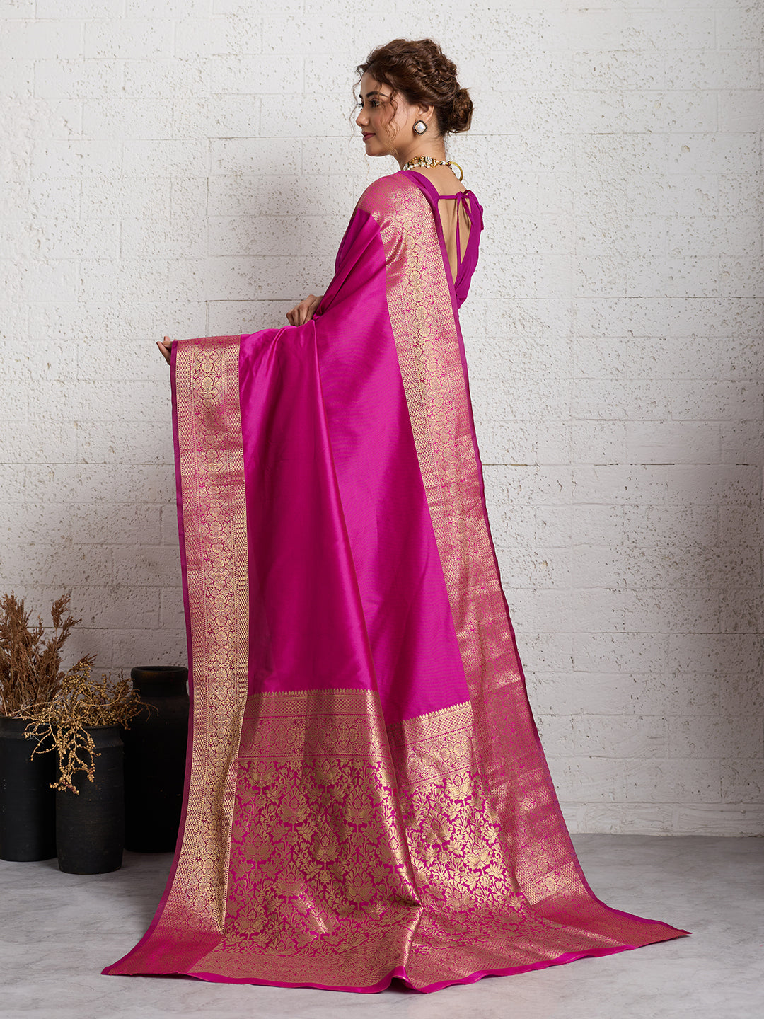 Dwija Fashion Women'S Party Wear Zari Weaving Silk Designer Saree With The Unstitched Blouse-Pink | Grocsy