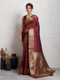 Dwija Fashion Women'S Party Wear Zari Weaving Silk Designer Saree With The Unstitched Blouse-Deep Maroon | Grocsy