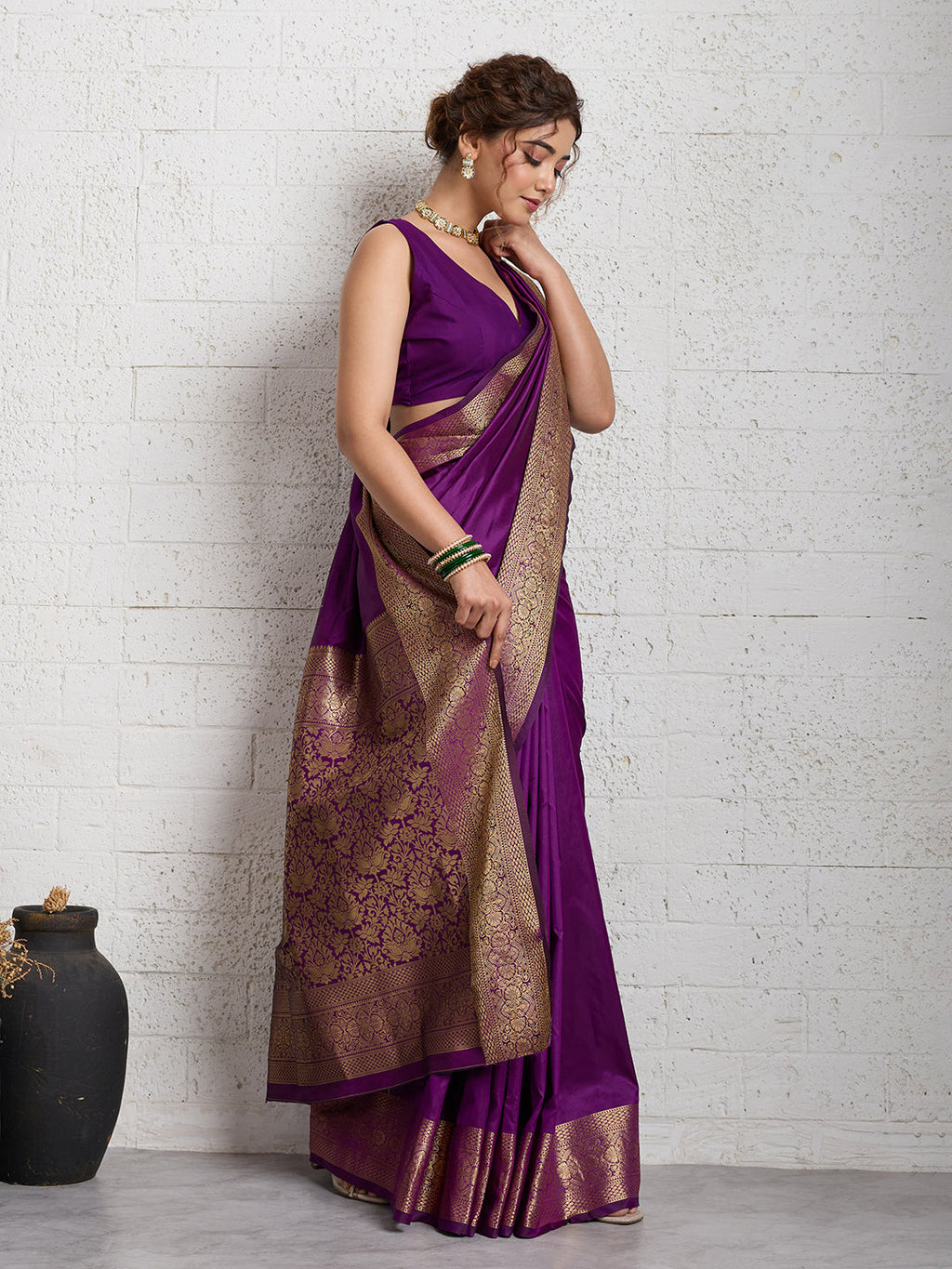 Dwija Fashion Women'S Party Wear Zari Weaving Silk Designer Saree With The Unstitched Blouse-Purple | Grocsy