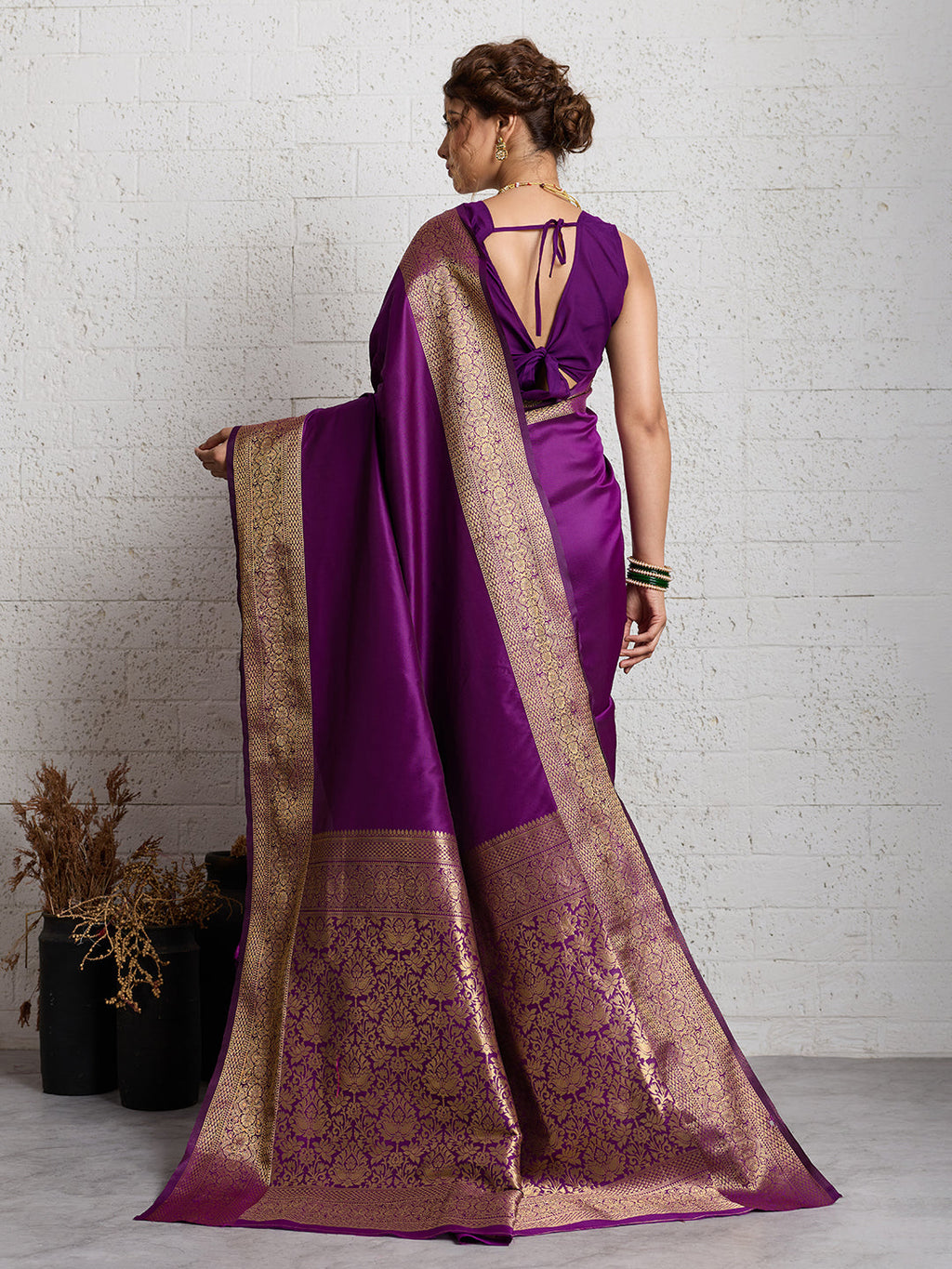Dwija Fashion Women'S Party Wear Zari Weaving Silk Designer Saree With The Unstitched Blouse-Purple | Grocsy