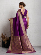 Dwija Fashion Women'S Party Wear Zari Weaving Silk Designer Saree With The Unstitched Blouse-Purple | Grocsy