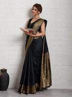 Dwija Fashion Women'S Party Wear Zari Weaving Silk Designer Saree With The Unstitched Blouse-Black | Grocsy