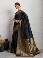 Dwija Fashion Women'S Party Wear Zari Weaving Silk Designer Saree With The Unstitched Blouse-Black | Grocsy
