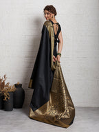 Dwija Fashion Women'S Party Wear Zari Weaving Silk Designer Saree With The Unstitched Blouse-Black | Grocsy