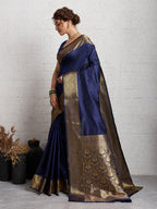 Dwija Fashion Women'S Party Wear Zari Weaving Silk Designer Saree With The Unstitched Blouse-Navy Blue | Grocsy
