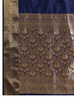 Dwija Fashion Women'S Party Wear Zari Weaving Silk Designer Saree With The Unstitched Blouse-Navy Blue | Grocsy