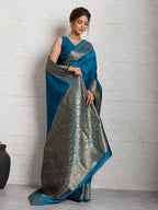Dwija Fashion Women'S Party Wear Zari Weaving Silk Designer Saree With The Unstitched Blouse-Sky Blue | Grocsy