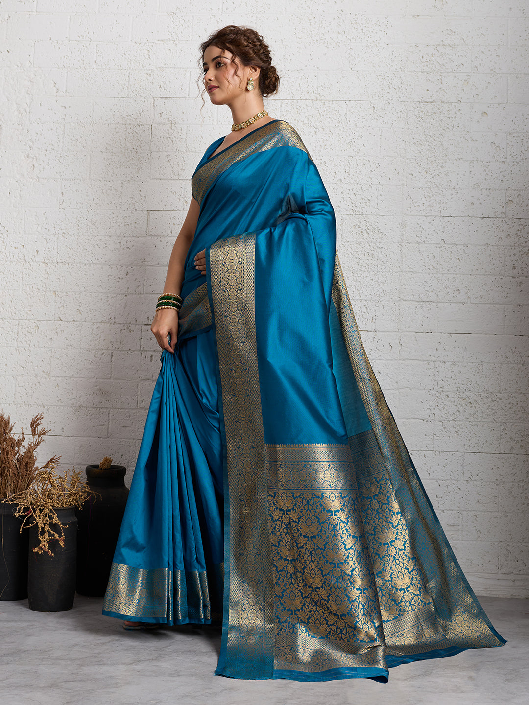 Dwija Fashion Women'S Party Wear Zari Weaving Silk Designer Saree With The Unstitched Blouse-Sky Blue | Grocsy