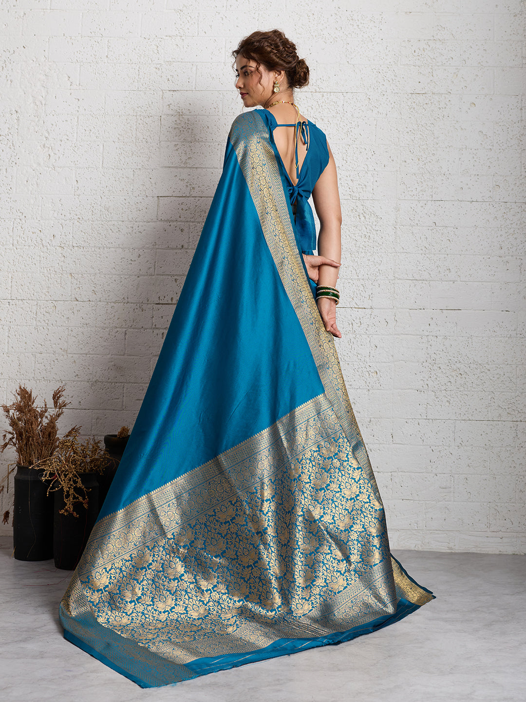 Dwija Fashion Women'S Party Wear Zari Weaving Silk Designer Saree With The Unstitched Blouse-Sky Blue | Grocsy