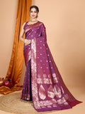 Dwija Fashion Wine Party Wear Banarsi Silk With Jari Weaving Work Saree With Unstitched Blouse | Grocsy