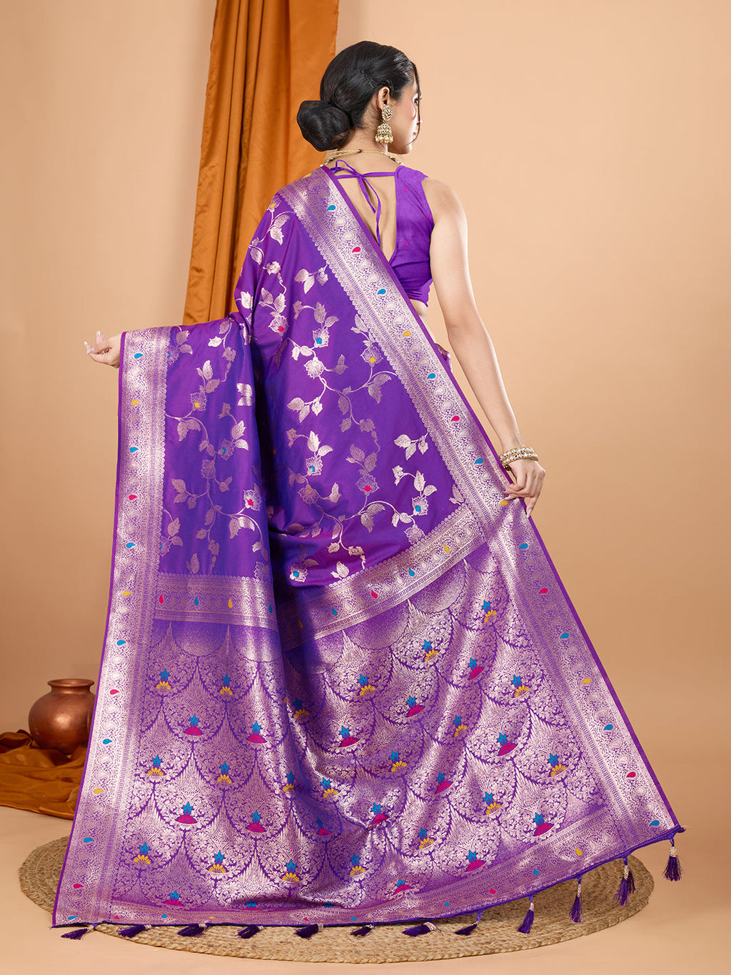 Dwija Fashion Blue Party Wear Banarsi Silk With Jari Weaving Work Saree With Unstitched Blouse | Grocsy
