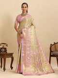 Dwija Fashion Mint Green Wedding Wear Kanjivaram Silk Jari Weaving With Unstitched Blouse | Grocsy