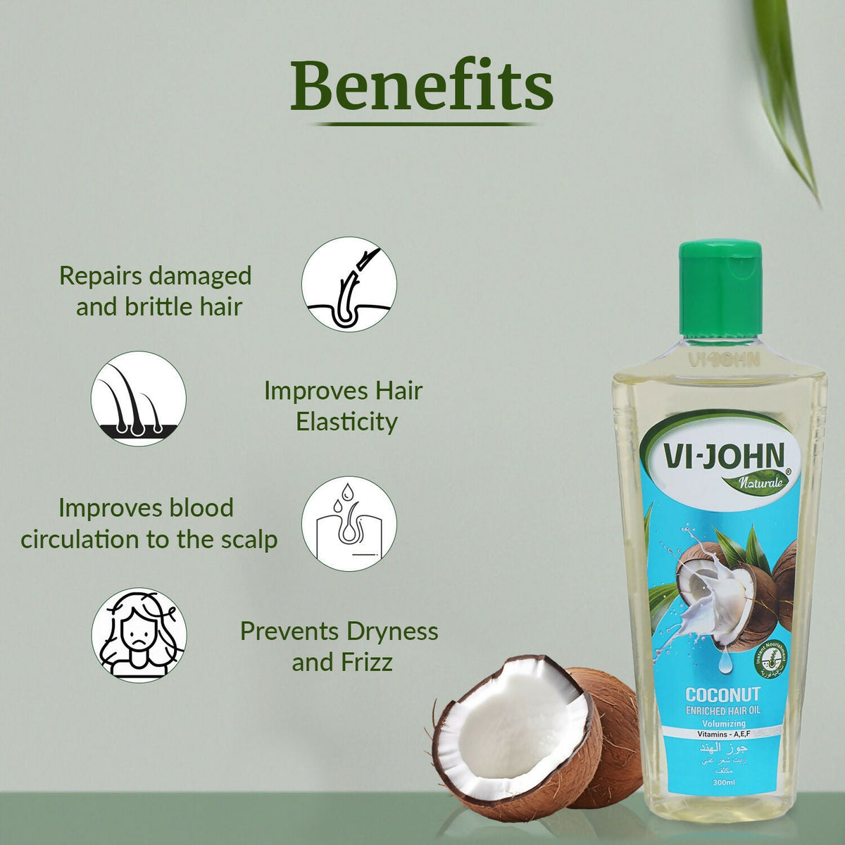 VI-JOHN Naturale Coconut Enriched Hair Oil olumisingVolumizing with Vitamin A.E & F | Grocsy